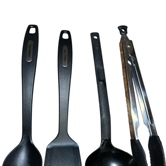 Faberware black tongs ladel serving spoon spatula Cooking Utensils lot nylon - Picture 2 of 4